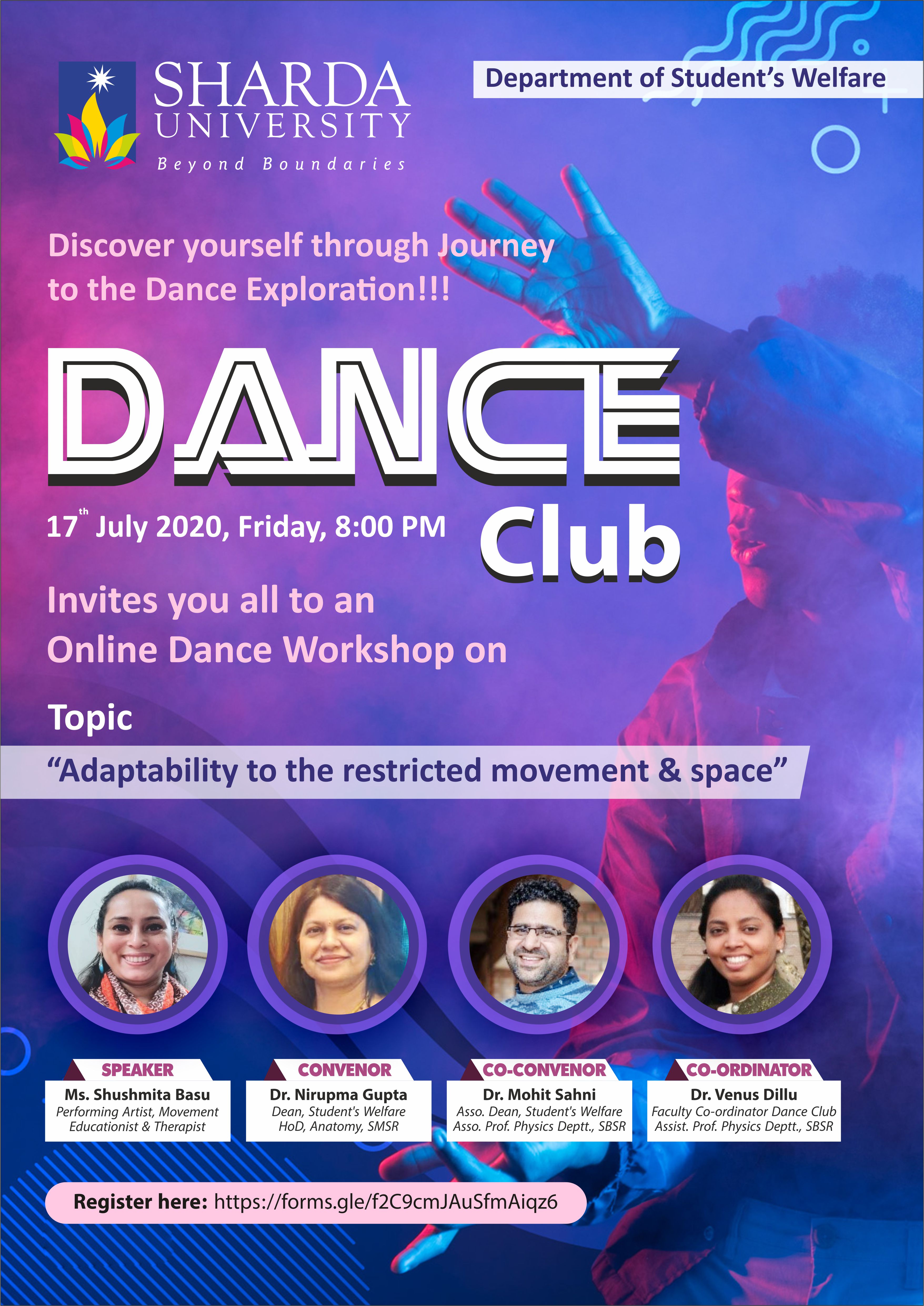 Dance club Online Dance work shop 17th July 2020