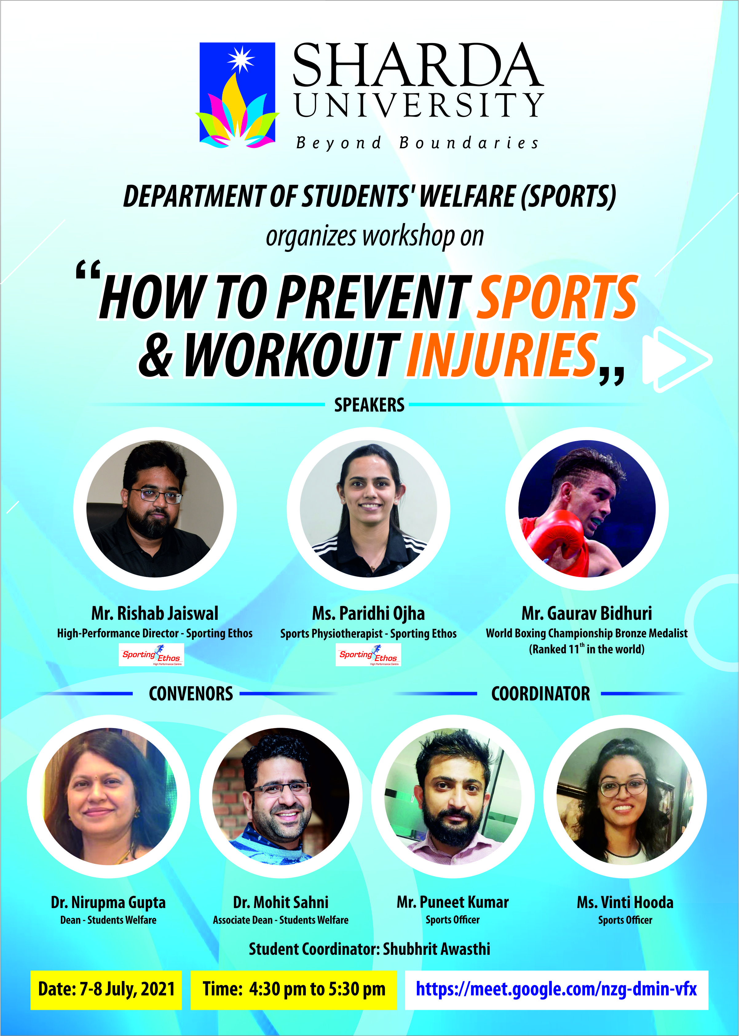 2 Days Workshop on How to prevent workout and sports injuries