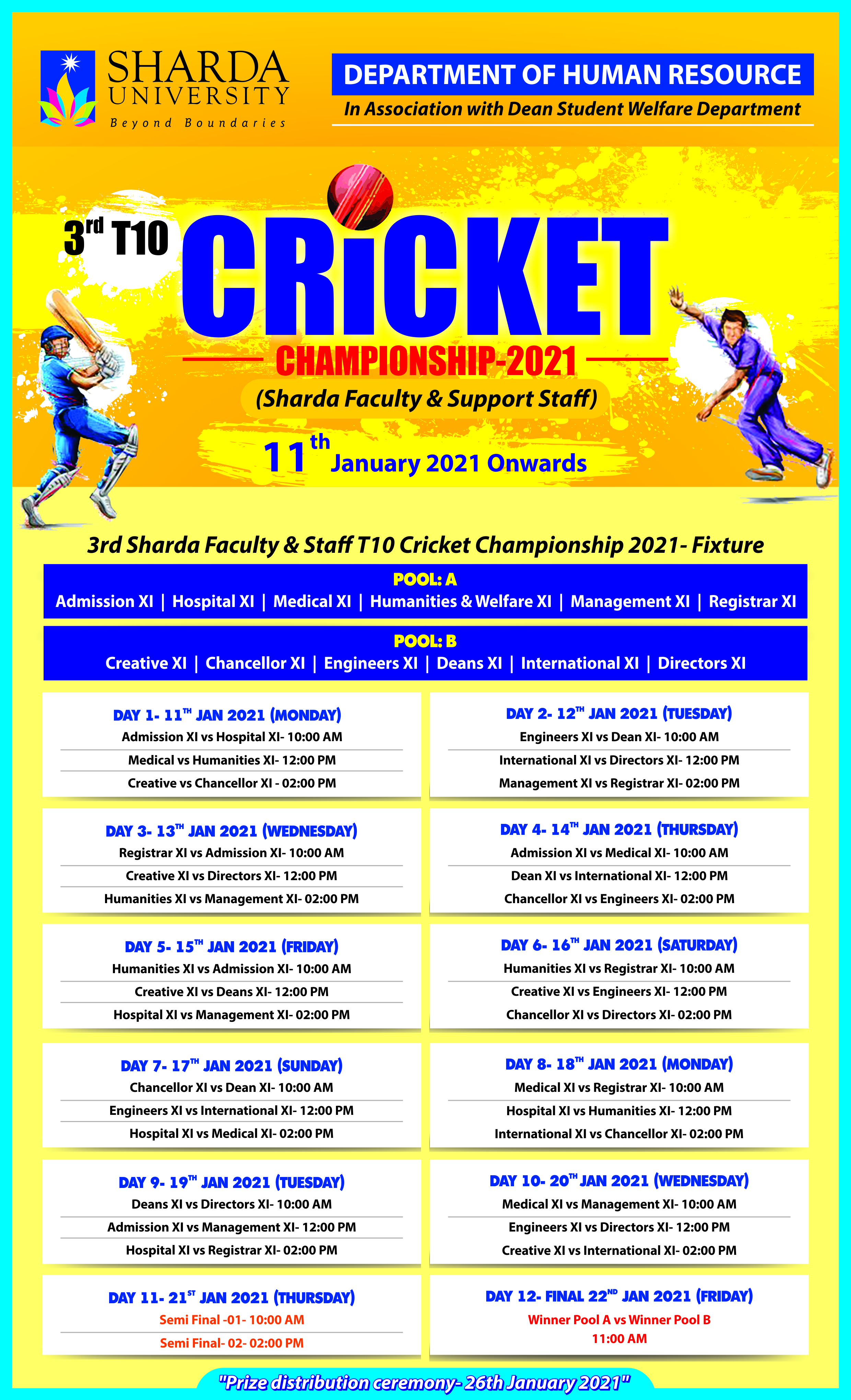 3rd T10 Staff Cricket Championship-2021  (Sharda Faculty & Support Staff)