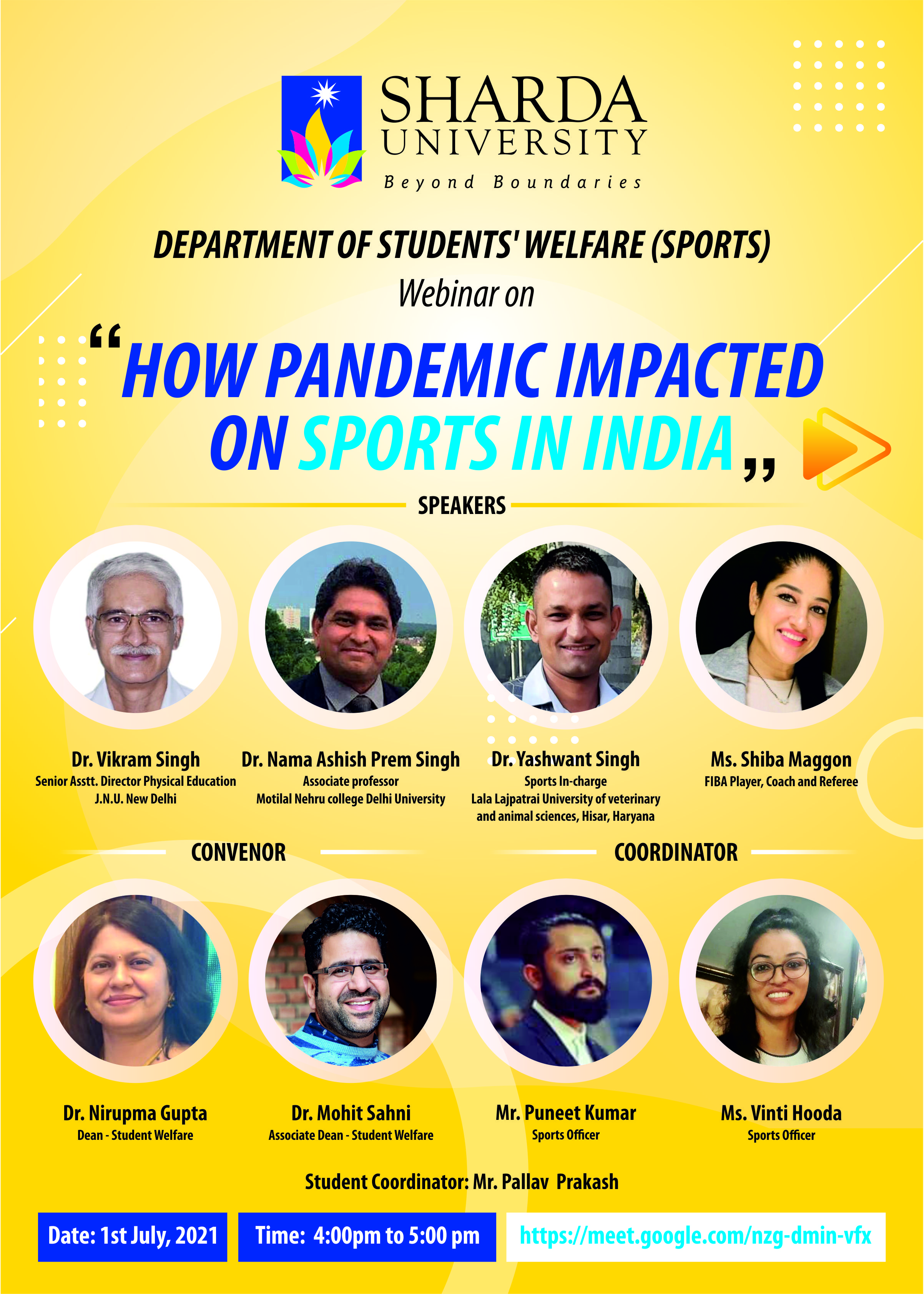 Online Webinar How Pandemic Impacted on Sports In India for all the students